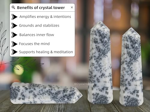 Image of Crystal Heaven Certified Dendrite Opal Crystal Tower Obelisk Point for Chakra, Healing and Balancing - AAA Grade Original Certified Gemstone Agate for Reiki Meditation Yoga Spiritual (2-3 Inches)
