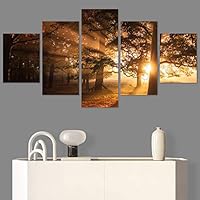 SIGNWIN 5 Panel Canvas Wall Art Rustic Woods for Home Decorations Ready to Hang - 60