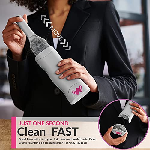 Pet Hair Remover For Couch Furniture Clothing Car Seat Carpet Pet Bed Fur Lint Brush Fur Remover Fur Lint Removal Dog Hair Remover Cat Hair Remover Double-Sided Brush Self-Cleaning Base (New Grey) #TOP3