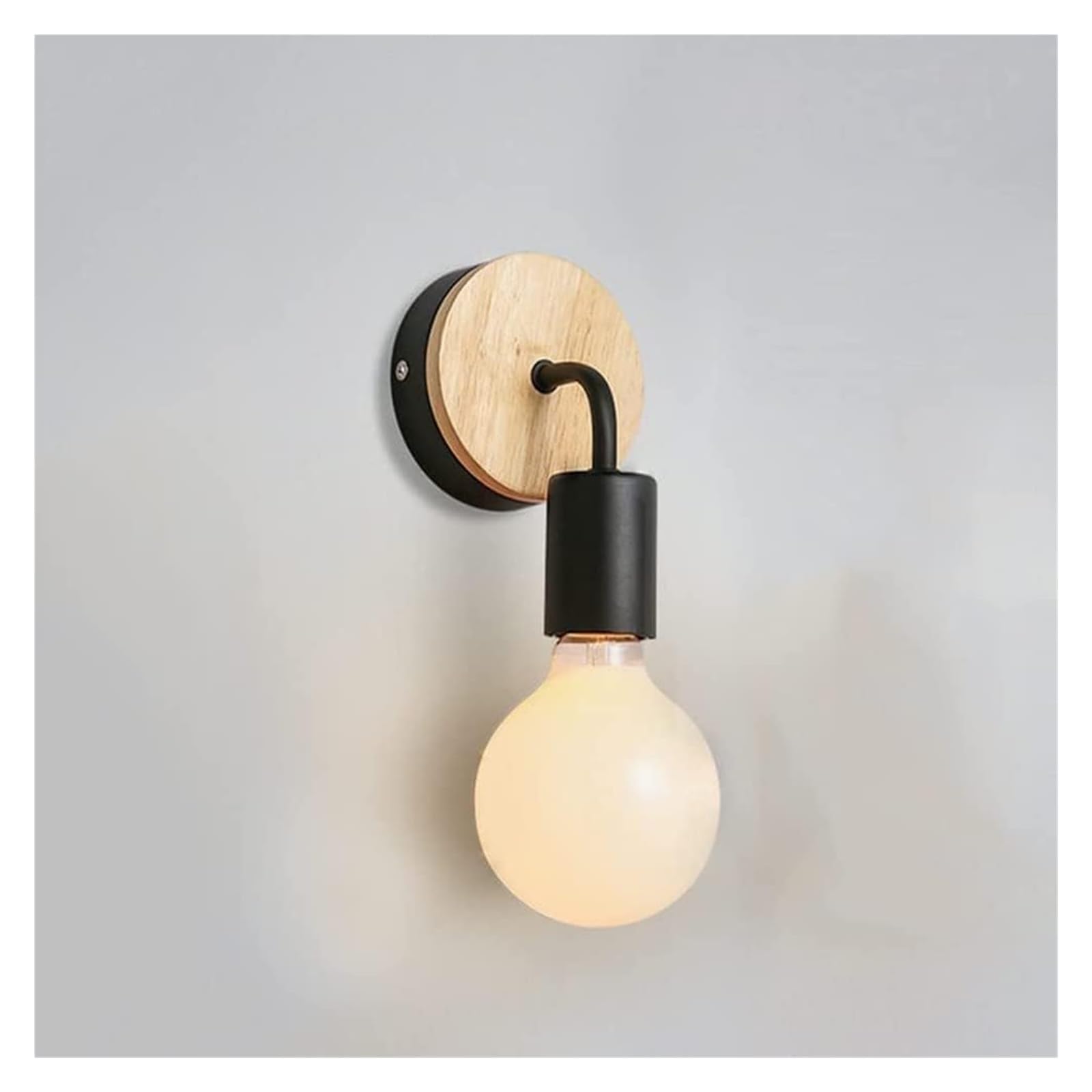 SYAXVOM Wall Lamp Vintage Lamp, Wood Bedroom Sconce Industrial E27 Light Fixture for Living Room, Bedroom, Dining Corridor