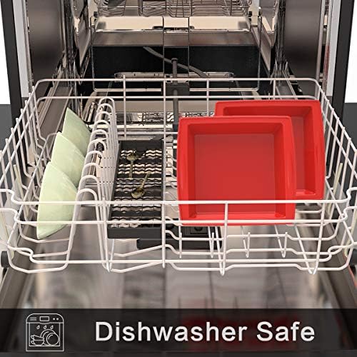 Square Cake Tins for Baking , Silicone Brownie Baking Tin , Set of 2 SILIVO Nonstick Baking Trays , Silicone Moulds for Brownie , Cake and Chocolate Bar Etc. (20 * 20 * 5 cm)