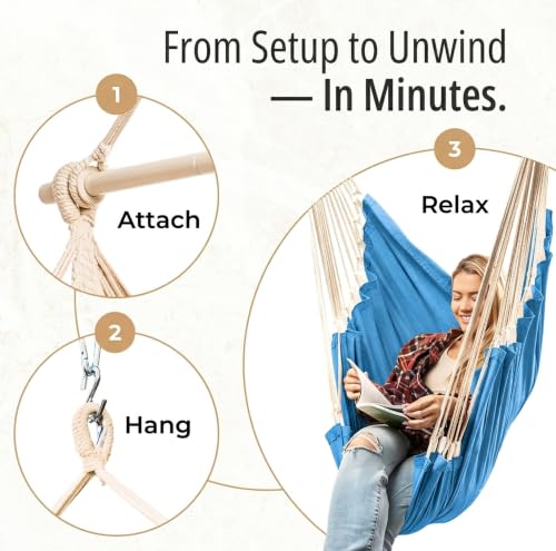 Image of Hanging Hammock Chair Swing - Outdoor & Indoor - Hammock Swing Chair