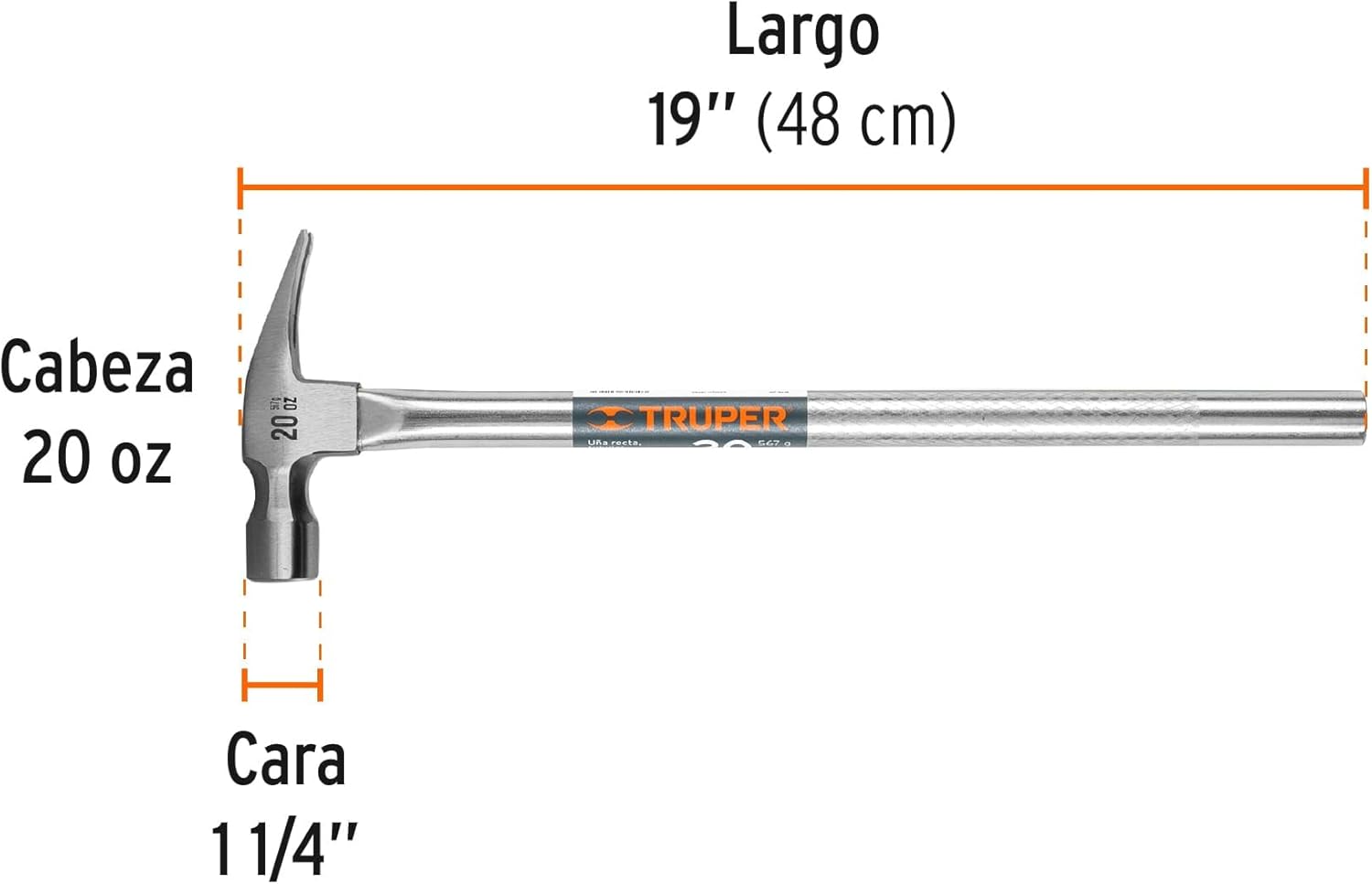TRUPER MTR-16 Framing Hammers, Tubular Handle 16Oz(454g), Handle 13"(330mm)