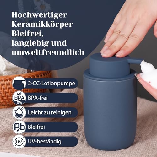 Autumnlife Soap Dispenser Set Foam, 2 Pieces Foam Soap Dispenser, Ceramic Soap Dispenser with Large Pump and Label - Image 4