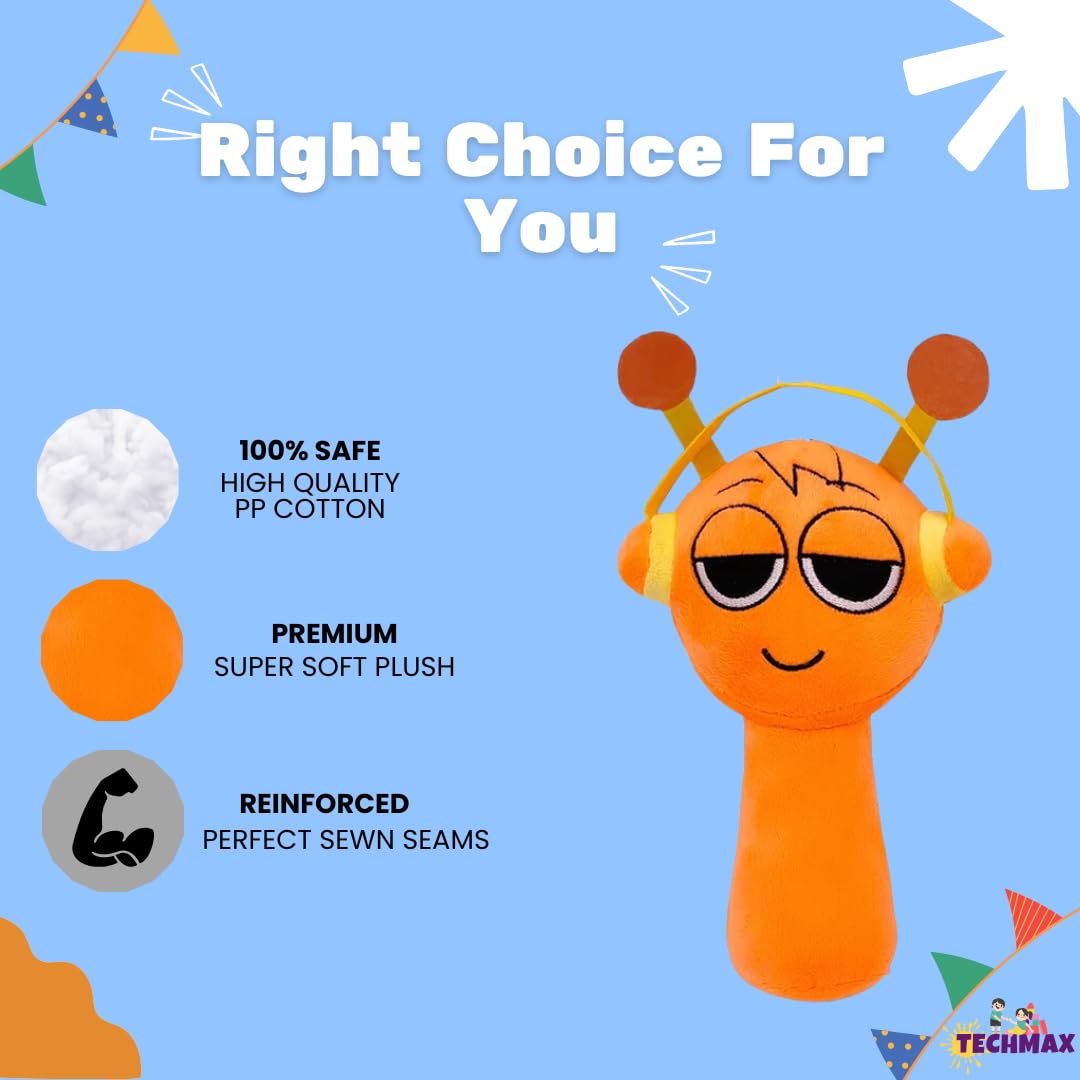 TechMax Solution Sprunki Orange Plushie Toy (Orange, 30 CM)