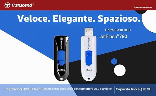 JetFlash 790 USB 3.1 Gen 1 da 512 GB (chiavetta USB) nera - TS512GJF790K - Chiavetta USB - Immagine 6