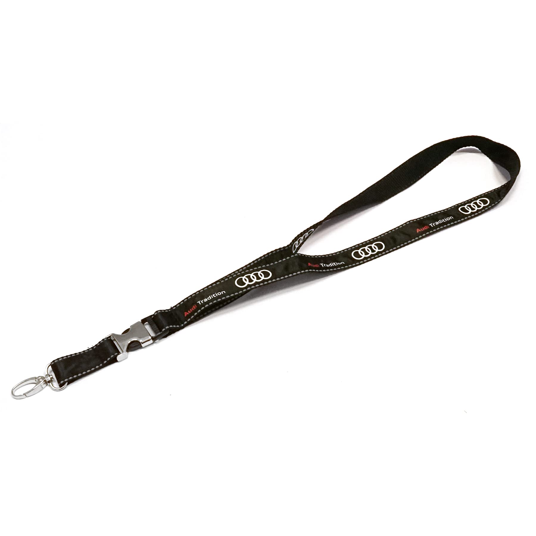 Audi A8-8271 Schlüsselband Schlüsselring Schlüsselanhänger, schwarz, Ringe Logo, Tradition Schriftzug