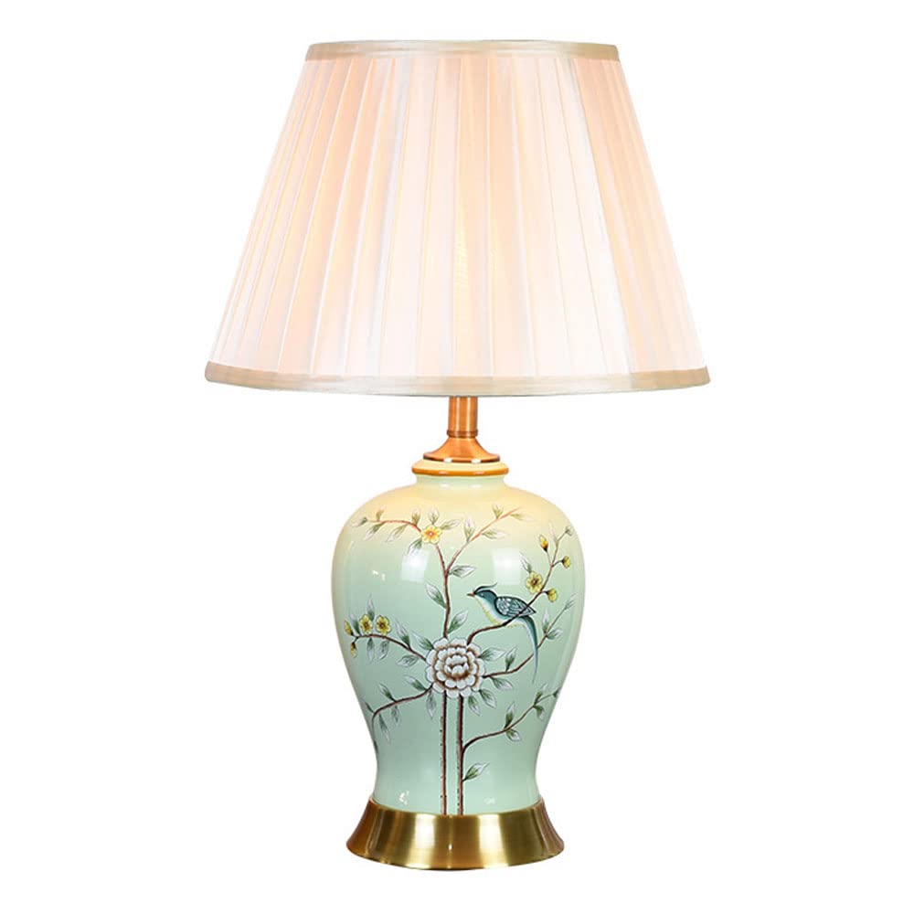 asdchZen 26.7 American Ceramic Table Lamps Desk Lamp Hand Painted Bedside Desk Nightstand Lamp For Living Room Bedroom House Bedside Home Office