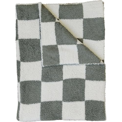 Image of Mebie Baby Green Checkered Plush Baby Blanket 30x40 - Soft, Lightweight, Breathable | Available in Two Sizes