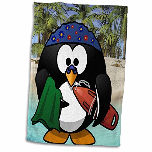 3D Rose Cute Penguin Life Guard On A Beach Background Twl_210844_1 Towel, 15" X 22" #TOP10