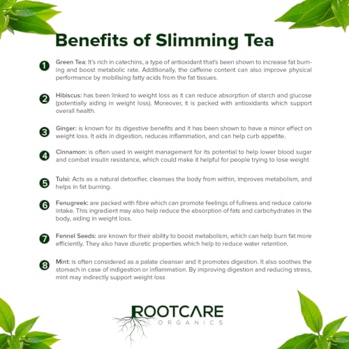 Image of Slimming Tea green tea for weight loss 100g Pack Of 1 Month Hibiscus Ginger & Cinnamon Herbal Blend Natural Detox & Anti-Inflammatory 100% Organic