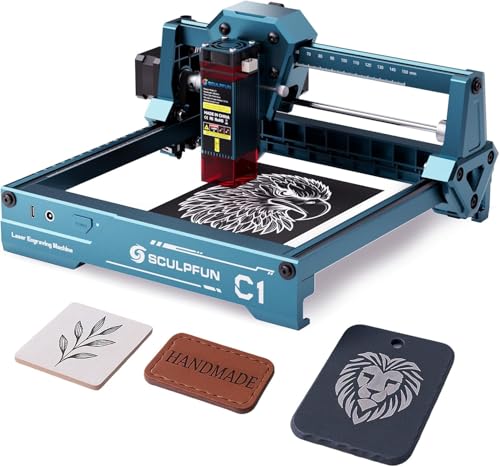 Sculpfun C1 Mini Machine de Gravure Laser – Graveur Laser 3w, Haute PréCision de 0,04 Mm, PrêT à L'Emploi, IdéAl Pour Les DéButants, Parfait Pour Le...