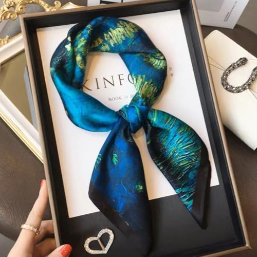 100% Pure Mulberry Silk Scarf 27"x27" Natural Silk Breathable Lightweight Digital Printed Neckerchief Scarves2