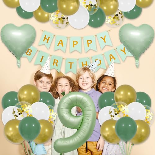 Guirlande de 8e anniversaire vert olive et accessoires chics