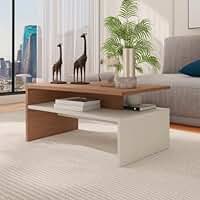 Mesa de centro sala moderna com 2 andares Giovana casa e escritório(off/madeirado)