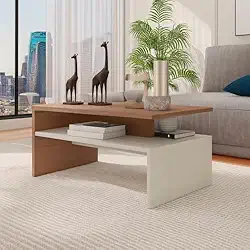 Mesa de centro sala moderna com 2 andares Giovana casa e escritório(off/madeirado)