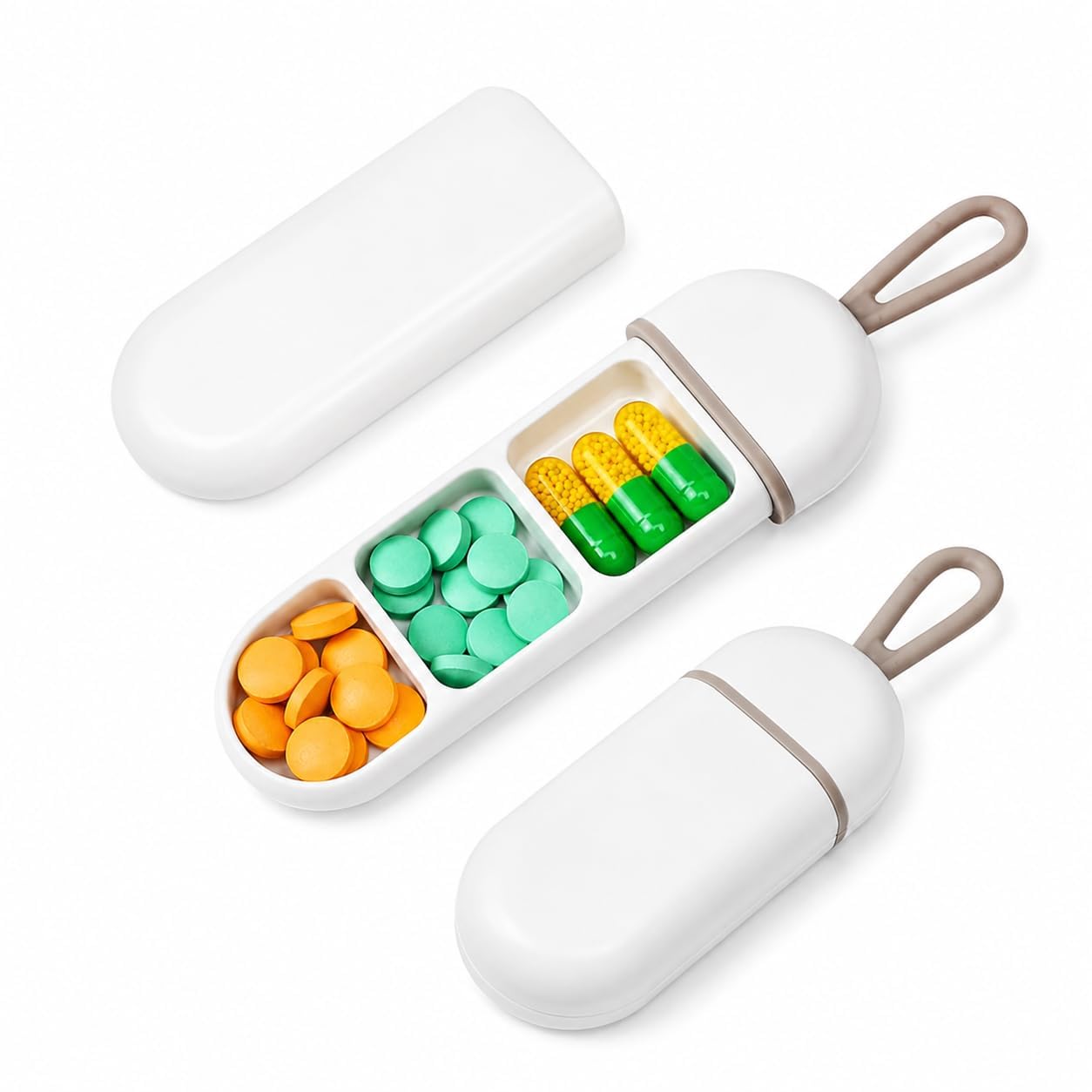 Mshine Portable Pill Organizer Box – 3-Compartment Travel Medicine Storage with Secure Lid, Compact & Waterproof Capsule Shape for Vitamins, Tablets & Supplements – Ideal for Pocket, Purse or Bag [Pack of 1]-image-31