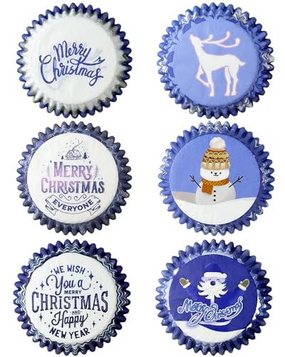 qiqee Christmas Standard Cupcake Liners Cupcake Cups 300-Count Food Grade Gradient Design Cupcake Papers Baking Cups Cupcake Wrappers for Christmas(Standard Size)