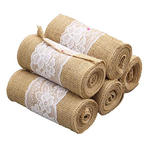 Aokbean 4 Pcs Burlap Lace Sash Set Burlap Table Runner Chair Sash Table Sashes Bows Party Decoration For Rustic Wedding Centerpieces And Bridal Showers Diy Crafts 6X108 Inch #TOP1