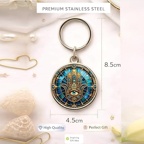 Image of MG | Protective Evil Eye /Spiritual Symbols /Om /Motivational Keychains | Double-Sided Metal Key Ring | Good Luck and devine Charm for Car, Bike, Home & Office