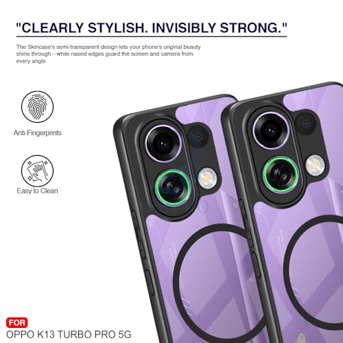 Image of AESTMO Oppo K13 Turbo /Turbo Pro 5G 5G Back Cover | 360 Protection | Crystal Clear Hard Back Transparent | Compatible with MagSafe Accessories (PC+TPU, Black Bumper)