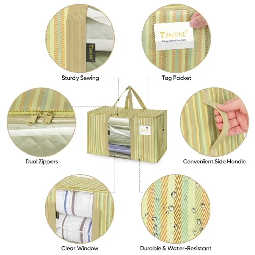 Image of BALEINE 2-Pack Oversized Moving Bags with Reinforced Handles, Heavy-Duty Storage Tote Moving Supplies for Packaging, Camping (Color Stripe, 2-Pack)