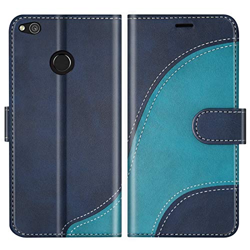 BoxTii Cover per Huawei P8 Lite 2017, Custodia in PU Pelle Portafoglio per Huawei P8 Lite 2017, Magnetica Cover a Libro con Slot per Schede, Blu