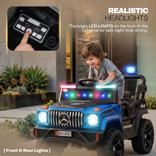 Image of Baybee Zenvor Battery Operated Jeep for Kids with Parental Remote Control | Kids Electric Battery Car with 4x4 Motors, RGB Lights & Music | Rechargeable Electric Car for Kid Aged 2-6 Years (Blue)