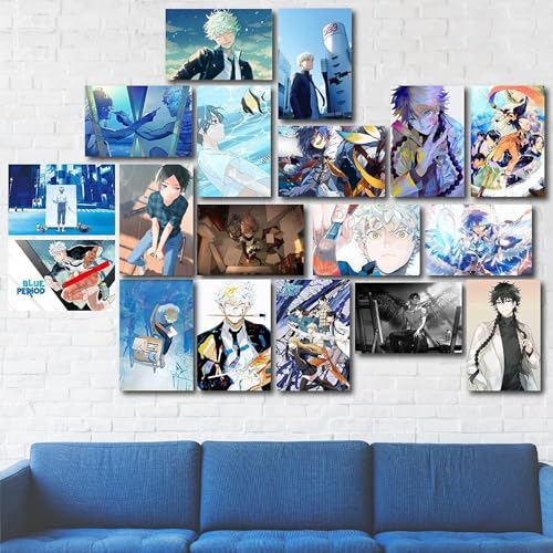 Image of ATEVON Blue Period Anime Wall Collage Kit - Pack of 18 Posters (4x6 Inches) Featuring Yatora Yaguchi, Ryuji Ayukawa, and Yotasuke Takahashi - Unframed Art Prints for Room Decor