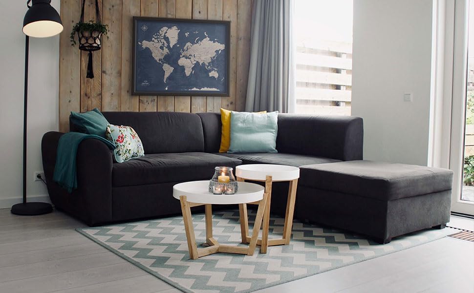 Miniatura 6 de Mapa del mundo con alfileres para marcar lugares  Arte de pared de mapa del mundo enmarcado  Mapa del viajero del mundo premium (40 x 30)