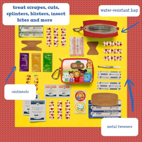 Image of KeepGoing Daniel Tiger's Small Travel First Aid Kit Kids - 60 Pc. Mini First Aid Kit for Purse, Diaper Bag, & Backpack with Latex-Free Bandages - 4 Oz., & 4.5 x 3.5 x 2 in, TSA-Approved