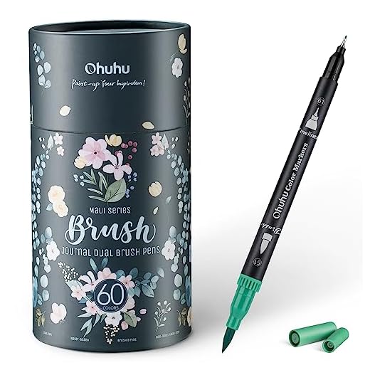 Ohuhu Rotuladores Lettering 60 Colores, Punta Pincel & Fina, Acuarelables Doble Punta para Adultos Dibujo, Caligrafía, Mandalas, para Adultos