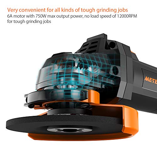Electric Angle Grinder Meterk 6A 4-1/2inch with 115mm 3 Grinding Abrasive Wheels 3 Cutting Abrasive Wheels