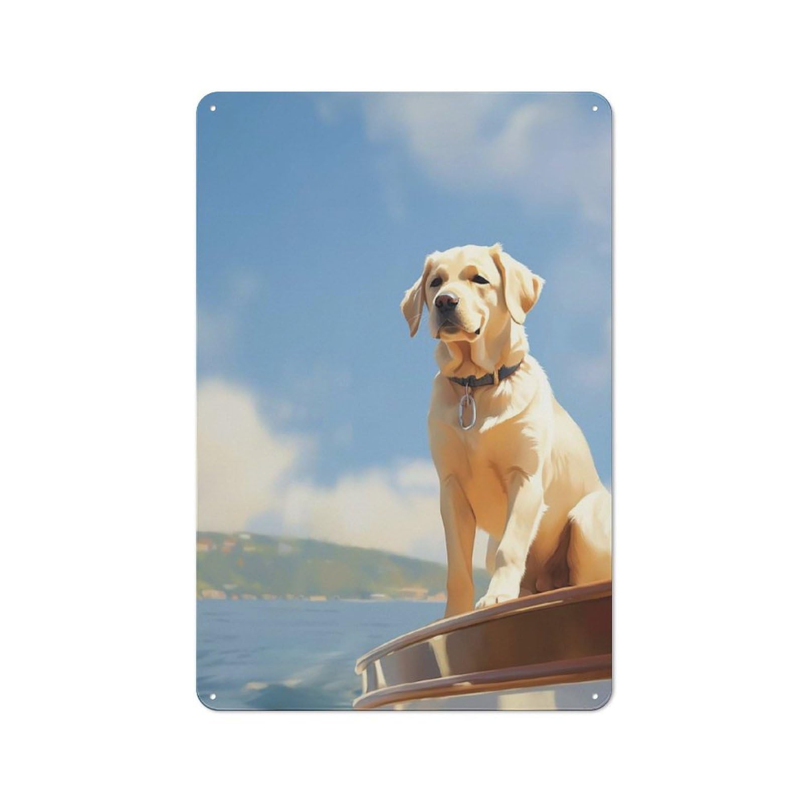 Metal Wall Sign 30x20cm Featuring Sailing Labrador Retriever for Home Bar Wall, Suited to Bar Sign Collectors