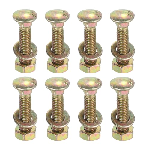 Image of uxcell M8 x 35mm Carriage Bolt Kit, 8 Set Round Head Square Neck Screws, Carriage Bolts Screws Set Includes Washers and Nuts - Carbon Steel Zinc Plated for Fastening Accessories