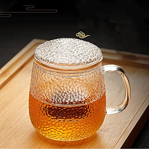 Set de 2 vasos de vidrio martillado con tapa 14 oz miniatura 3