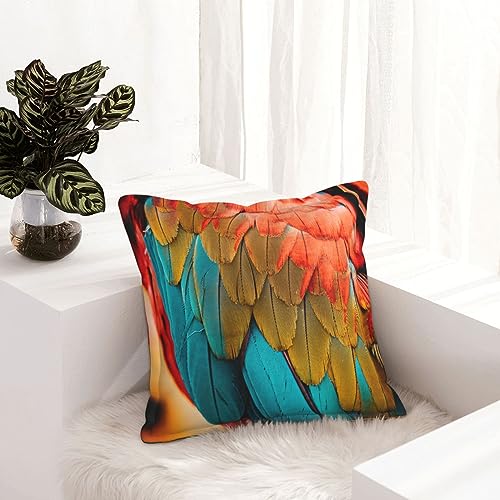 Housses de coussin décoratives plumes rouge bleu vert extérieur lit canapé 45x45