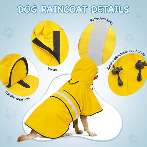 Dolitego Dog Raincoat - Reflective Dog Rain Coat, Waterproof Dog Rain Jacket With Hoodie, Adjustable Dog Poncho Dog Slicker For Dog Walking (Large, Yellow) #TOP1