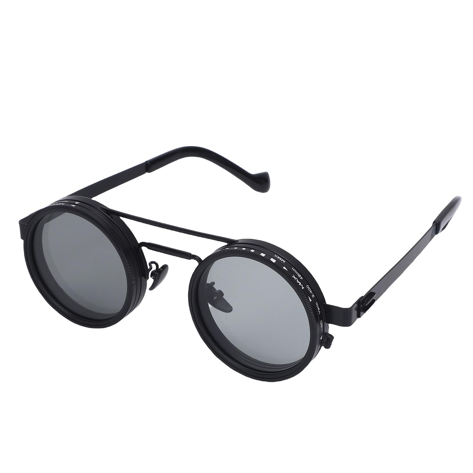 Adjustable Tint Round Polarized Sunglasses for Men, 9 Gears Rounded Glasses 49MM Round Polarized Fishing Sunglasses, Tinted Eyewear for Beach Outdoor Activities