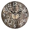 Alaza non ticking silent round wall clock coffee time grunge decor clock for home school kitchen bedroom living room  urban country home decor