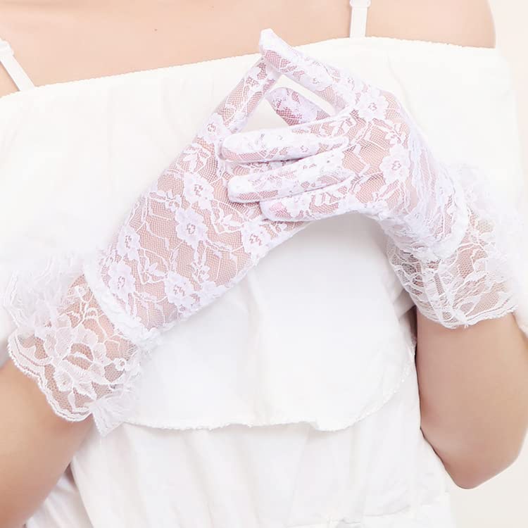 Women's Lace Gloves - Tea Party Short Elegant Vintage Gloves for Wedding & Dinner Party2