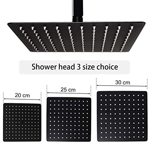 Pommeau de douche de 25 cm avec mitigeur inverseur en laiton et douchette noire - 8