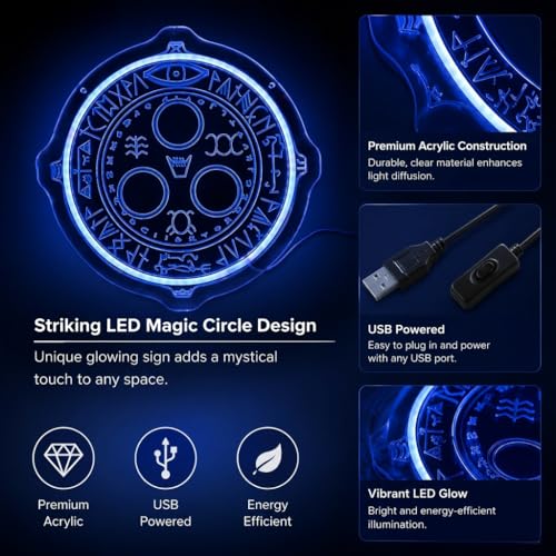Image of Cult Leader Symbol Neon Sign - Silent LED Light for Wall Decor, Dimmable USB Powered Horror Aesthetic Night Light for Bedroom, Man Cave, Game Room, Fans Gift (Blue Light)