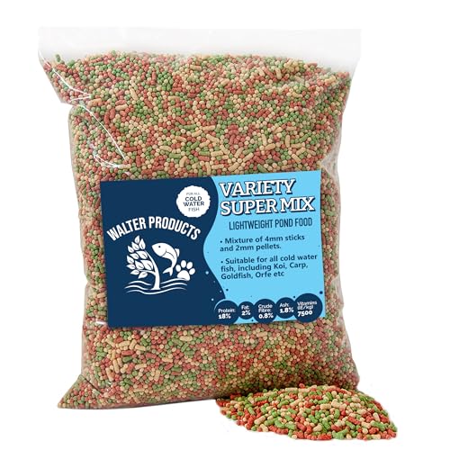 Walters Variety Super Mix (5L Refill Bag) | Pond Fish Food for Goldfish Koi and all Cold Water Pond Fish | Premium Nutrition Floating Fish Food Pond Pellets and Sticks