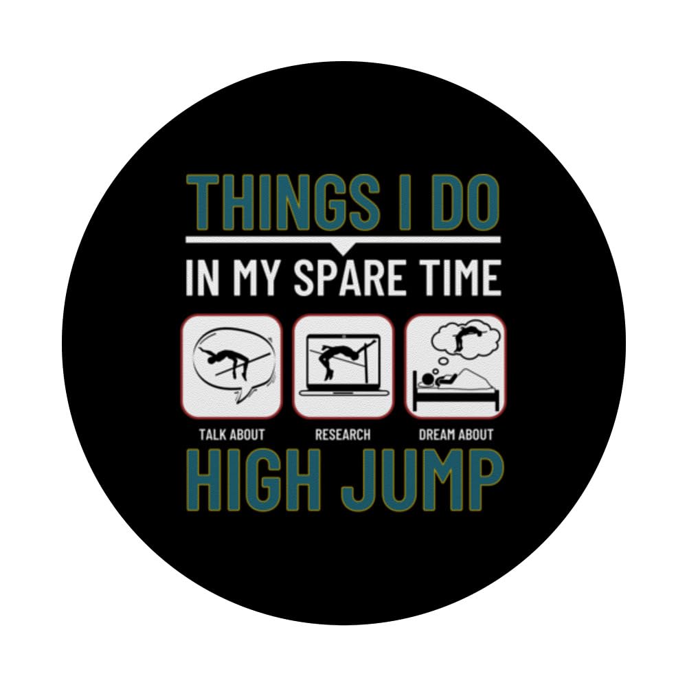 High Jumper Things I Do In My Spare Time Funny High Jump PopSockets Swappable PopGrip, Black - Image 3