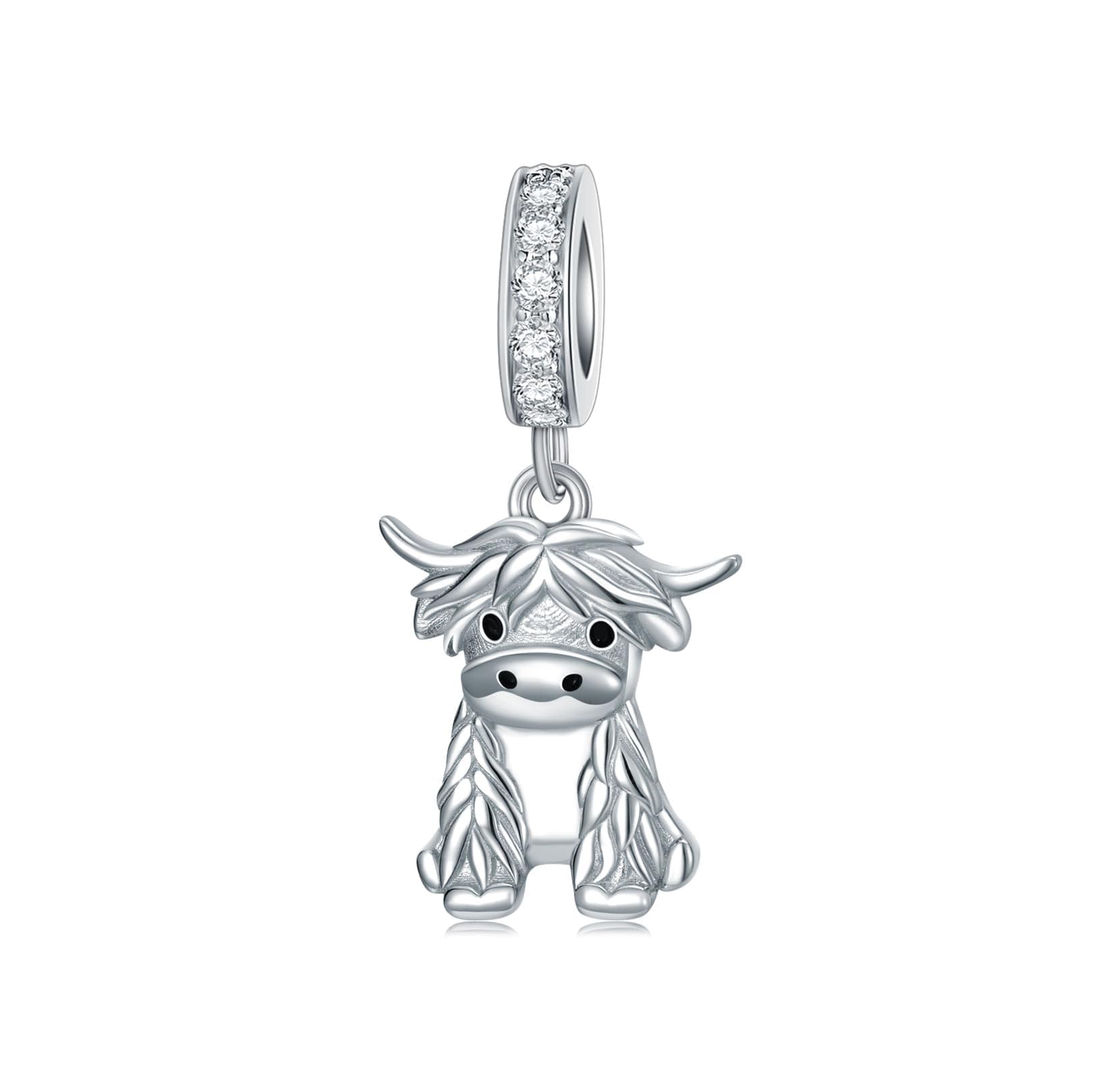 ONEFINITY Collana Mucca Delle Highland In Argento Sterling 925 – Ciondolo Con Zirconi, Regalo Per Donne