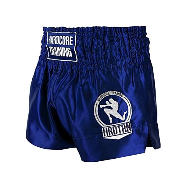 Hardcore Training Classic Muay Thai Shorts Black White Red Camo Blue Kick Boxing MMA Combat Sport Sparring Trunks Blue M