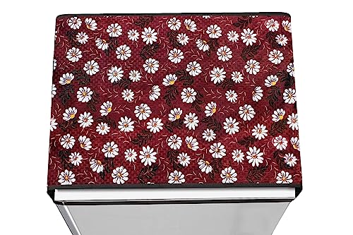Image of Stylista Refridgerator top Cover Suitable for Samsung RR20C1723S8 /HL, 183 Liter Fridge, Dimension (WXD) 65x111 CM, Floral Pattern Red White