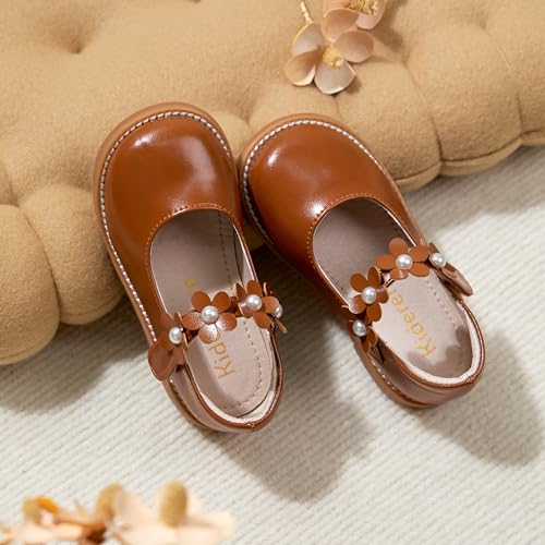 Image of Kiderence Toddler Girl Mary Jane School Uniform Dress Shoes Oxford Flats | Wide Toe Box Great Comfort for Student Shoe and Flower Girl Shoe for Wedding, Parties, Church
