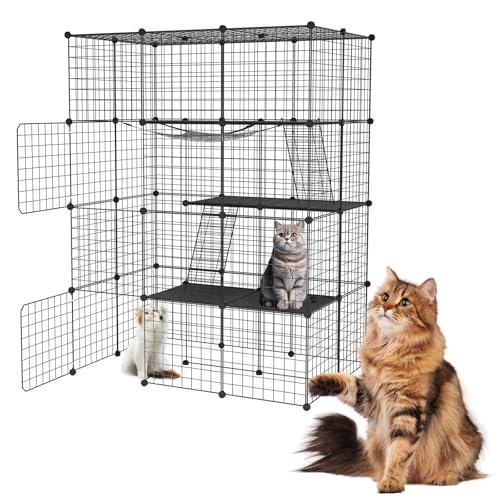 NAIZY Cage pour chat à 4 étages avec hamac, 146 x 110...